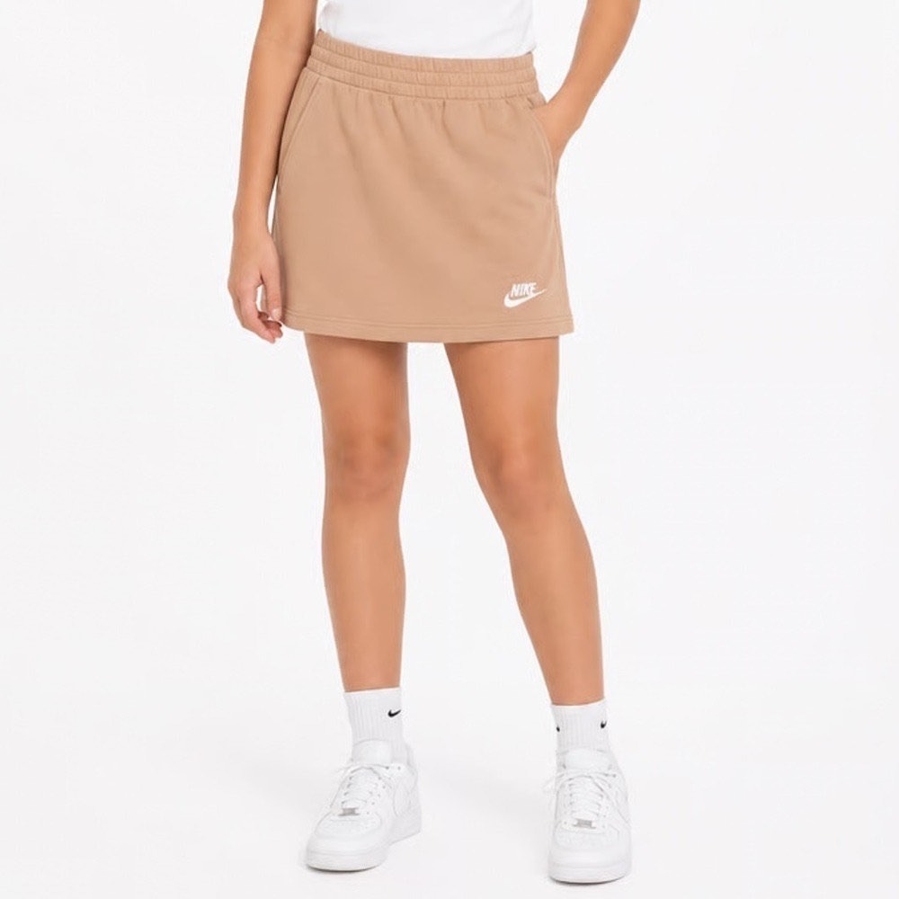 Nike Kids Sportswear French Terry Skirt Tan Beige Size Large‎ L NWT